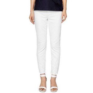 Ted Baker White Marriaa Embroidered Ankle Length Skinny Jean 25